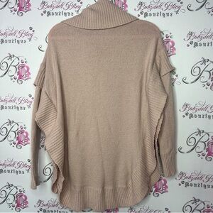 Beacan cove sweater turtleneck light pink blush pink knitted frill ruffle sides